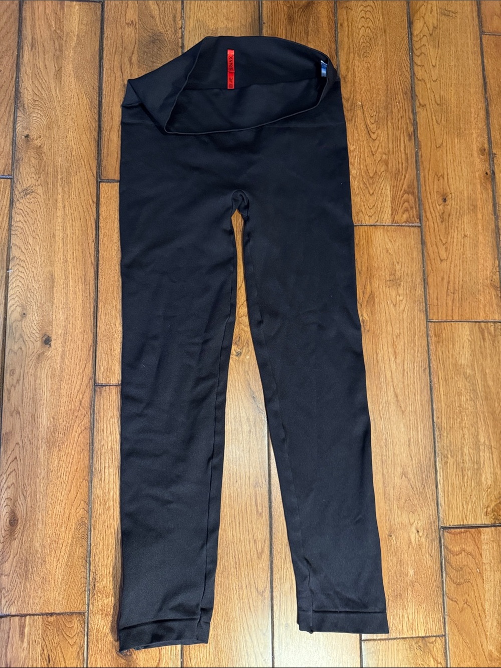 SPANX Girls' Black Foldover Waist Leggings with Red Tag